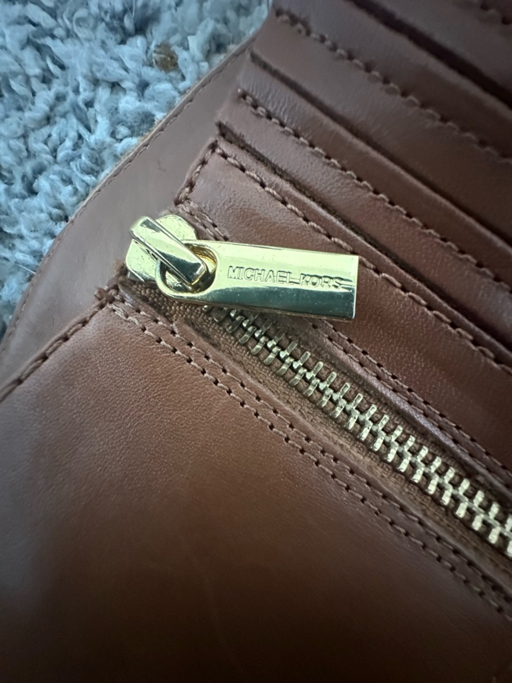 Michael Kors Brown Leather Riding Boots with Gold MK Emblem - Picture 3 of 10